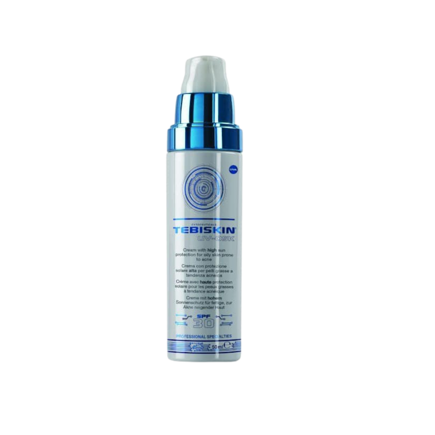 TEBISKIN UV-OSK CREAM Specialus apsauginis kremas nuo saulės riebiai odai, linkusiai į aknę
