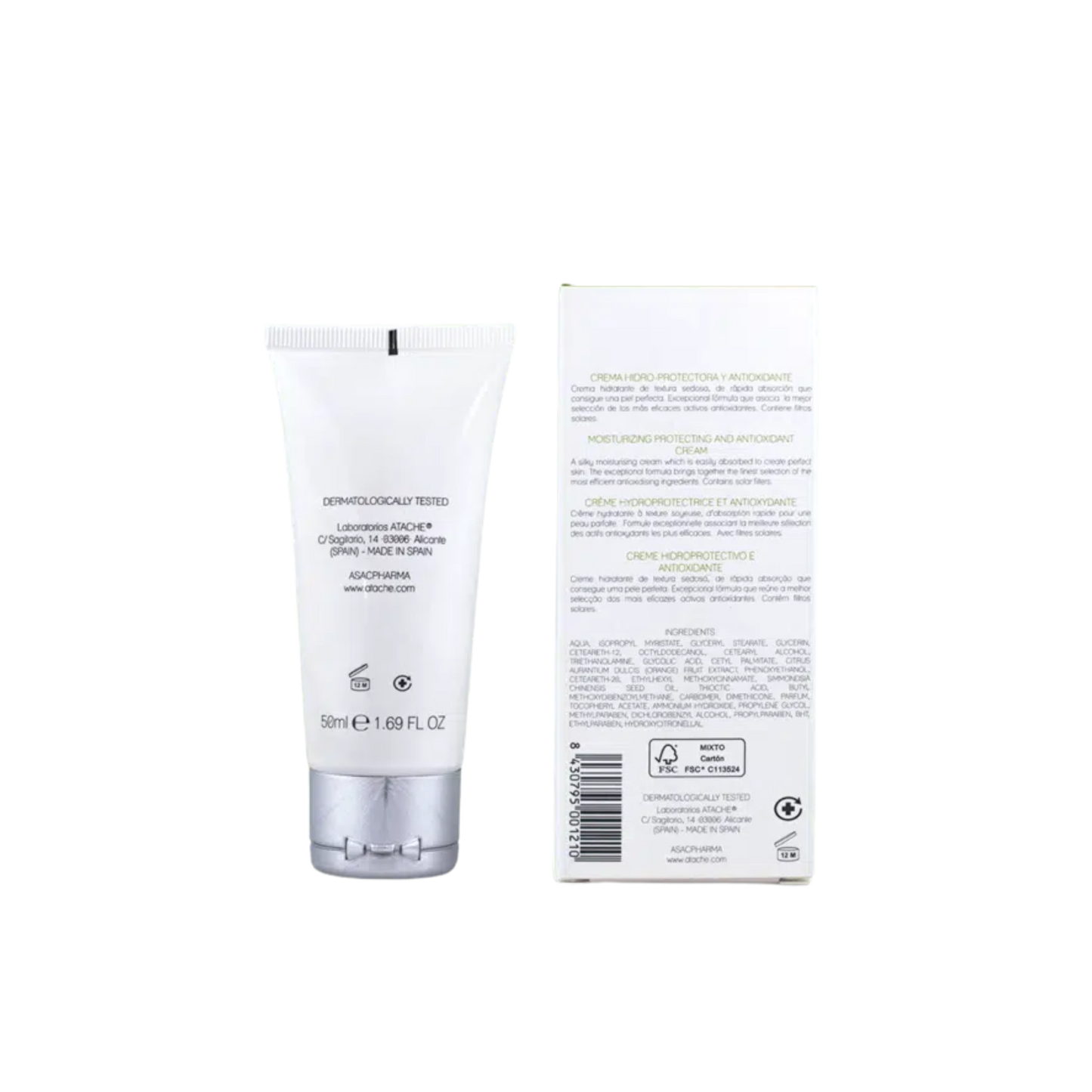 ATACHE MOISTURIZING PROTECTING AND ANTIOXIDANT CREAM Drėkinamasis-apsauginis antioksidacinio poveikio dieninis kremas normaliai ir sausai odai, 50 ml