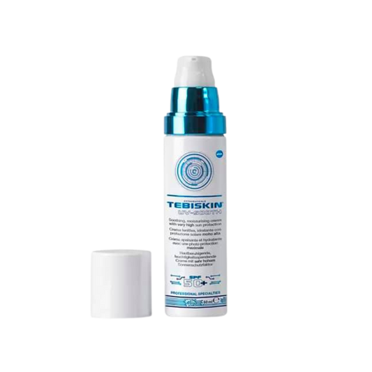 TEBISKIN UV-SOOTH CREAM SPF50+ Raminantis, drėkinantis kremas, pasižymintis labai patikima apsauga nuo saulės.